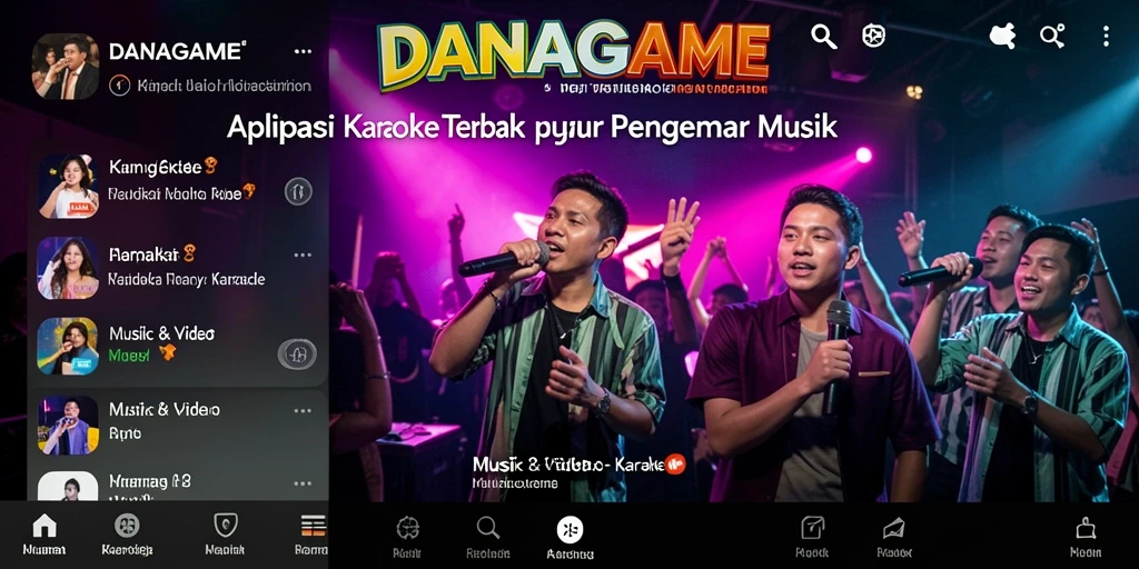 Tampilan antarmuka <strong>DANAGAME</strong> dengan fitur karaoke yang menarik.