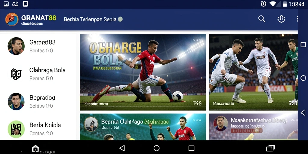 Tampilan antarmuka GRANAT88 menampilkan berita terkini olahraga bola.