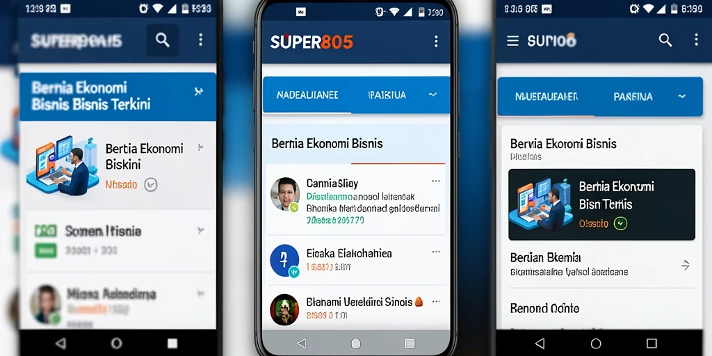 Tampilan antarmuka aplikasi SUPER805 untuk berita Ekonomi Bisnis.