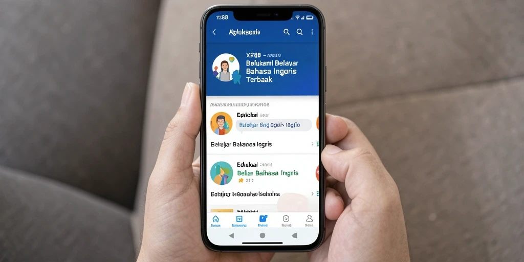 Antarmuka aplikasi XR88 yang ramah pengguna untuk belajar bahasa Inggris.